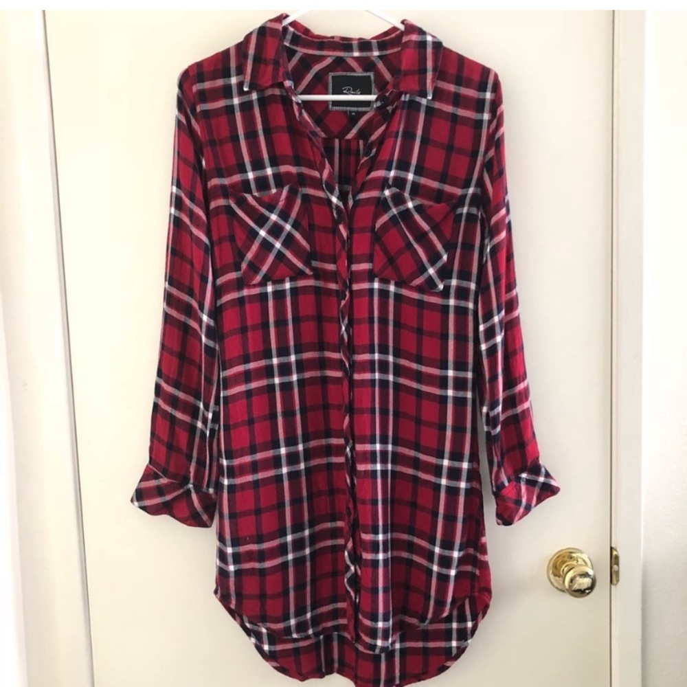 Rails Nadine Button Down Plaid Tunic size XS